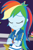 Size: 644x987 | Tagged: safe, derpibooru import, screencap, rainbow dash, better together, equestria girls, holidays unwrapped, canterlot mall, clothes, cloud, cropped, crossed arms, cute, dashabetes, dashing through the mall, eyes closed, female, geode of super speed, hoodie, jacket, jewelry, magical geodes, merchandise, multicolored hair, necklace, pants, pockets, rainbow hair, shirt, short sleeves, store, t-shirt, thunderbolt, wristband