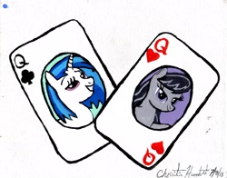 Size: 2977x2329 | Tagged: safe, dj pon-3, octavia melody, vinyl scratch, earth pony, pony, deck of cards, painting