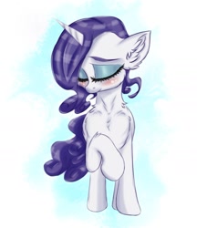 Size: 1726x1997 | Tagged: safe, artist:rurihal, rarity, pony, unicorn, blushing, chest fluff, cute, ear fluff, eyes closed, leg fluff, neck fluff, raribetes, solo