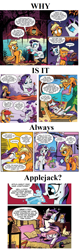 Size: 650x2066 | Tagged: safe, idw, applejack, rarity, spike, dragon, earth pony, pony, unicorn, spoiler:comic, female, lesbian, official comic, rarijack, shipping