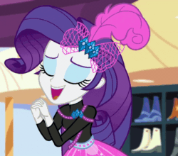 Size: 820x720 | Tagged: safe, screencap, rarity, better together, display of affection, equestria girls, animated, cropped, cute, gif, raribetes, solo