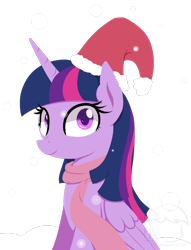 Size: 852x1118 | Tagged: safe, artist:puetsua, derpibooru import, twilight sparkle, twilight sparkle (alicorn), alicorn, pony, clothes, female, hat, mare, santa hat, scarf, solo