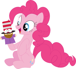 Size: 3589x3249 | Tagged: safe, artist:porygon2z, pinkie pie, earth pony, pony, female, mare, mr. hat, open mouth, simple background, sitting, solo, south park, transparent background, vector