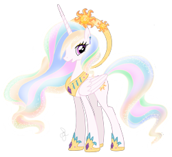 Size: 2280x2084 | Tagged: safe, artist:ilaria122, princess celestia, alicorn, pony, ear piercing, earring, ethereal mane, halo, jewelry, necklace, older, older princess celestia, piercing, queen celestia, regalia, simple background, starry mane, transparent background