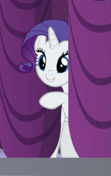 Size: 531x840 | Tagged: safe, screencap, rarity, pony, unicorn, rarity investigates, cropped, curtains, cute, female, mare, raribetes, smiling, solo