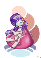 Size: 1194x1700 | Tagged: safe, artist:velcius, rarity, pony, unicorn, abstract background, chair, coffee, eyes closed, female, hoof hold, mare, mug, sitting, smiling, solo