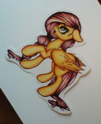 Size: 1191x1457 | Tagged: safe, artist:evildraw, fluttershy, pegasus, pony, my little brony risovach, solo, traditional art