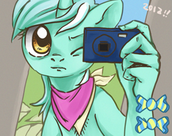 Size: 815x647 | Tagged: safe, artist:bikkisu, lyra heartstrings, anthro, camera, hand, hoof hands, selfie, solo