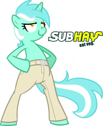 Size: 936x1142 | Tagged: safe, lyra heartstrings, pony, unicorn, clothes, female, horn, mare, pants, subway