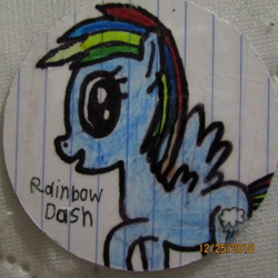 Size: 2736x2736 | Tagged: safe, derpibooru import, rainbow dash, pegasus, pony, bust, lined paper, mirror, portrait, solo, traditional art