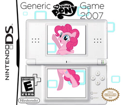 Size: 1192x1032 | Tagged: safe, artist:employeeamillion, pinkie pie, earth pony, pony, 2000s, box art, fourth wall, nintendo ds