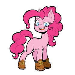 Size: 700x700 | Tagged: safe, artist:unoriginalcharacterpleasesteal, pinkie pie, earth pony, pony, boots, missing cutie mark, solo, timberland boots