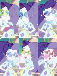 Size: 1095x1439 | Tagged: safe, screencap, rarity, better together, equestria girls, spring breakdown, collage, female, glasses, mirror, sunglasses