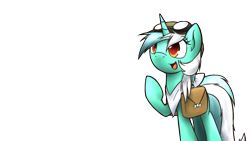 Size: 1024x576 | Tagged: safe, artist:dshou, lyra heartstrings, goggles, neckerchief, saddle bag, simple background, solo, transparent background