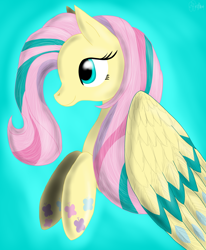 Size: 2880x3500 | Tagged: safe, artist:arynalba, fluttershy, pegasus, pony, art trade, rainbow power, solo