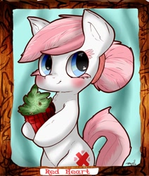 Size: 824x970 | Tagged: safe, artist:tesuai, nurse redheart, earth pony, pony, blushing, female, mare, pink mane, pink tail, solo, white coat