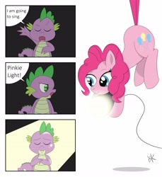 Size: 4627x5060 | Tagged: safe, artist:pony4koma, pinkie pie, spike, dragon, earth pony, pony, absurd resolution, comic, spotlight