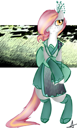 Size: 680x1126 | Tagged: safe, artist:arnachy, oc, oc only, pony, bipedal, clothes, kimono (clothing), solo