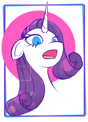 Size: 1014x1399 | Tagged: safe, artist:yunnecora, rarity, pony, unicorn, bust, female, mare, open mouth, portrait, shocked, solo