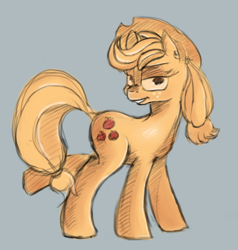 Size: 532x558 | Tagged: safe, artist:post-it, applejack, earth pony, pony, colored sketch, sketch, smiling, solo