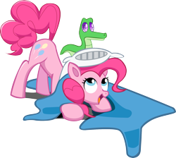 Size: 1709x1534 | Tagged: safe, artist:smokeymcdaniel, gummy, pinkie pie, earth pony, pony, blanket, pillow, simple background, transparent background