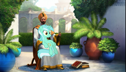 Size: 1563x899 | Tagged: safe, lyra heartstrings, civilization, civilization v, harun al rashid, sitting, sitting lyra