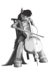 Size: 612x792 | Tagged: safe, artist:hattonslayden, octavia melody, anthro, unguligrade anthro, cello, hooves, musical instrument, solo, unshorn fetlocks