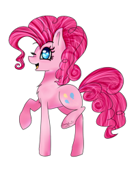 Size: 661x817 | Tagged: safe, artist:justaplayonwords, pinkie pie, earth pony, pony, one eye closed, raised hoof, raised leg, simple background, solo, transparent background