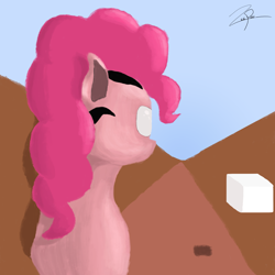 Size: 3000x3000 | Tagged: safe, artist:zeeponi, pinkie pie, earth pony, pony, female, mare, pink coat, pink mane, simple background, solo