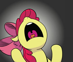 Size: 700x600 | Tagged: safe, artist:doublewbrothers, artist:pony-berserker, apple bloom, despair, nose in the air, reaction image, solo, tongue out, uvula, yelling