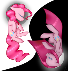 Size: 1930x2000 | Tagged: safe, artist:despotshy, pinkie pie, earth pony, pony, duality, eyes closed, pinkamena diane pie, upside down, yin-yang