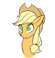 Size: 700x749 | Tagged: safe, artist:pony-butt-express, applejack, earth pony, pony, applejack's hat, blonde mane, bust, female, green eyes, mare, orange coat, solo