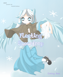 Size: 1024x1254 | Tagged: safe, artist:an-m, oc, oc only, oc:snowdrop, eared humanization, humanized, snow, snowflake, solo, winged humanization