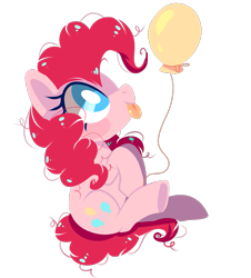 Size: 783x865 | Tagged: safe, artist:peachesandcreamated, pinkie pie, earth pony, pony, balloon, cute, diapinkes, female, happy, mare, simple background, sitting, solo, tongue out, transparent background