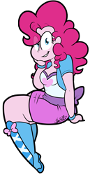 Size: 2337x4545 | Tagged: safe, artist:befishproductions, pinkie pie, equestria girls, absurd resolution, boots, bow, bracelet, breasts, clothes, cute, diapinkes, female, high heel boots, jewelry, moe, plump, signature, simple background, sitting, skirt, solo, transparent background