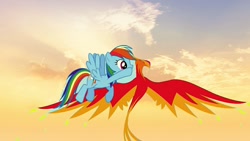 Size: 1280x720 | Tagged: safe, derpibooru exclusive, derpibooru import, edit, edited screencap, editor:katy木土, screencap, philomena, rainbow dash, pegasus, phoenix, pony, a bird in the hoof