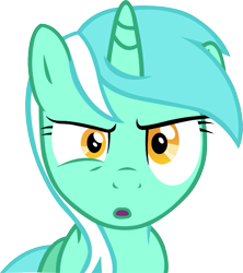 Size: 749x842 | Tagged: safe, artist:artpwny, lyra heartstrings, :o, eye twitch, glare, no, reaction image, simple background, solo, transparent background, vector