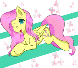 Size: 4000x3500 | Tagged: safe, artist:fluttershy-wins, fluttershy, pegasus, pony, cute, one eye closed, shyabetes, solo, wink