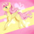 Size: 2000x2000 | Tagged: safe, artist:dadahlberg, fluttershy, pegasus, pony, cutie mark background, folded wings, looking away, looking up, profile, raised hoof, solo