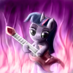 Size: 800x800 | Tagged: safe, artist:sergeantbuck, derpibooru import, twilight sparkle, pony, bipedal, guitar, musical instrument, solo