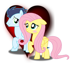 Size: 2033x1783 | Tagged: safe, artist:meandmyideas, fluttershy, soarin', pegasus, pony, blushing, crack shipping, crush, female, heart, love, male, shipping, simple background, soarinshy, straight, transparent background, vector