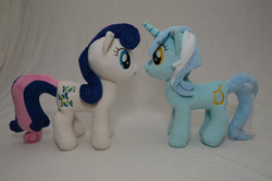 Size: 800x530 | Tagged: safe, artist:makeshiftwings30, bon bon, lyra heartstrings, sweetie drops, irl, photo, plushie