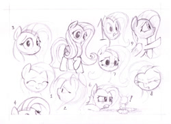 Size: 1280x925 | Tagged: safe, artist:mr.mass, angel bunny, fluttershy, pegasus, pony, angry, crying, eyes closed, gritted teeth, happy, looking at you, monochrome, open mouth, sad, sketch, sketch dump, smiling