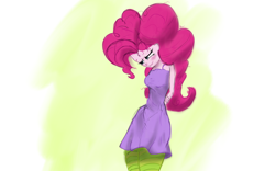 Size: 1280x800 | Tagged: safe, artist:steadfast hoof, pinkie pie, spike, equestria girls, arm behind back, blushing, breasts, clothes, doodle, female, implied spike, lip bite, male, pinkiespike, shipping, sketch, solo, straight