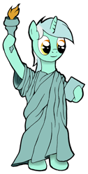 Size: 990x1962 | Tagged: safe, artist:ambrosebuttercrust, lyra heartstrings, pony, unicorn, bipedal, costume, solo, statue of liberty