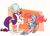 Size: 1402x1000 | Tagged: safe, artist:mmcg, pinkie pie, rarity, earth pony, pony, unicorn, clothes, glasses, winter outfit