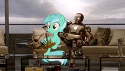 Size: 1280x720 | Tagged: safe, artist:toakarou, lyra heartstrings, pony, unicorn, female, horn, iron man, mare, sitting lyra