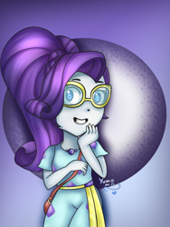 Size: 3120x4160 | Tagged: safe, artist:yumomochan, rarity, better together, equestria girls, spring breakdown, digital art, geode of shielding, girly, gradient background, magical geodes, simple background, smiling