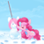 Size: 2000x2000 | Tagged: safe, artist:gnidagovnida, pinkie pie, earth pony, pony, clothes, eyes closed, high res, mop, scarf, smiling, snow, snowman, winter