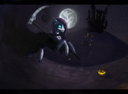 Size: 1024x750 | Tagged: safe, artist:vongrell, pinkie pie, earth pony, pony, grim reaper, halloween, holiday, jack-o-lantern, pinkamena diane pie, pumpkin, solo